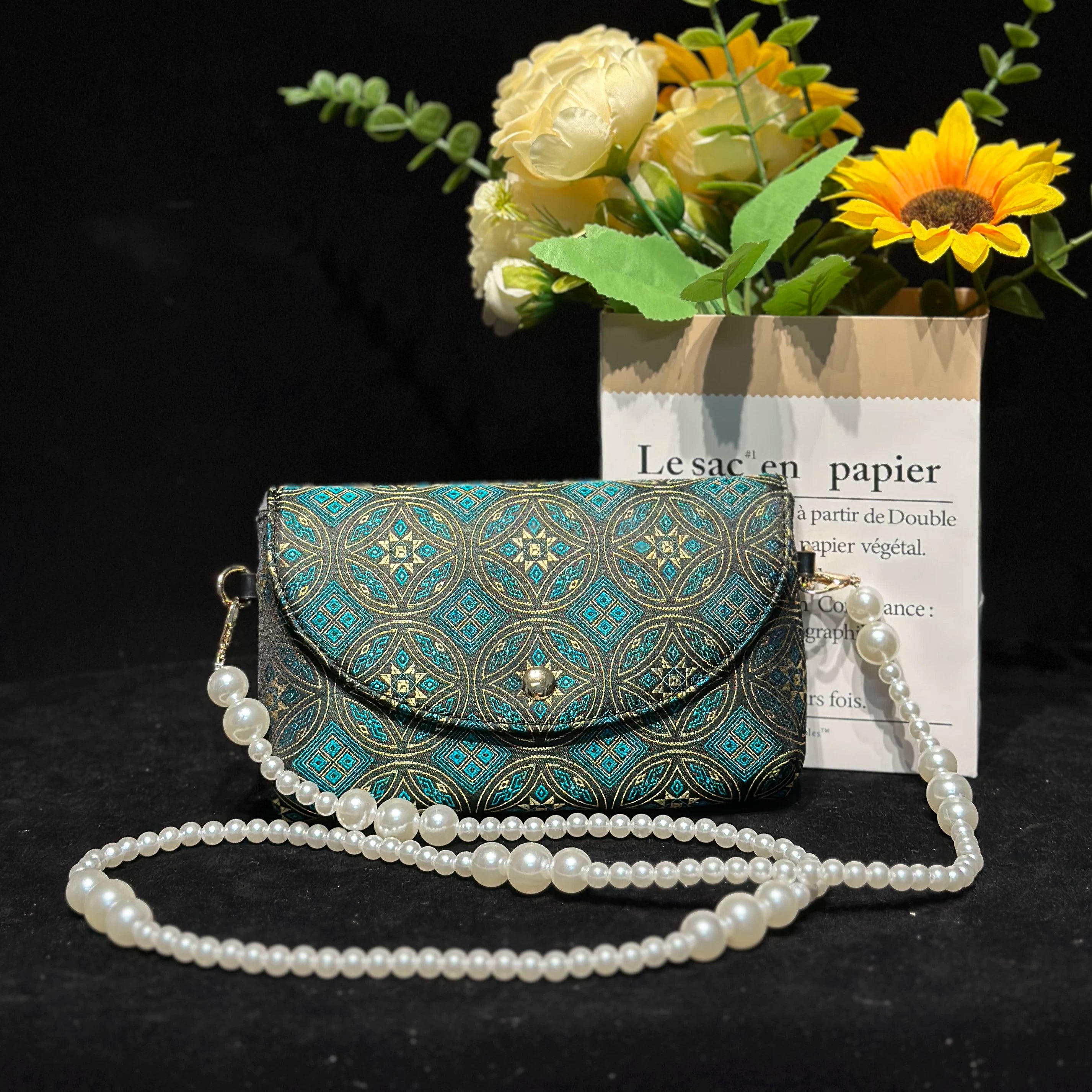 Zhuang Brocade Fabric Crossbody