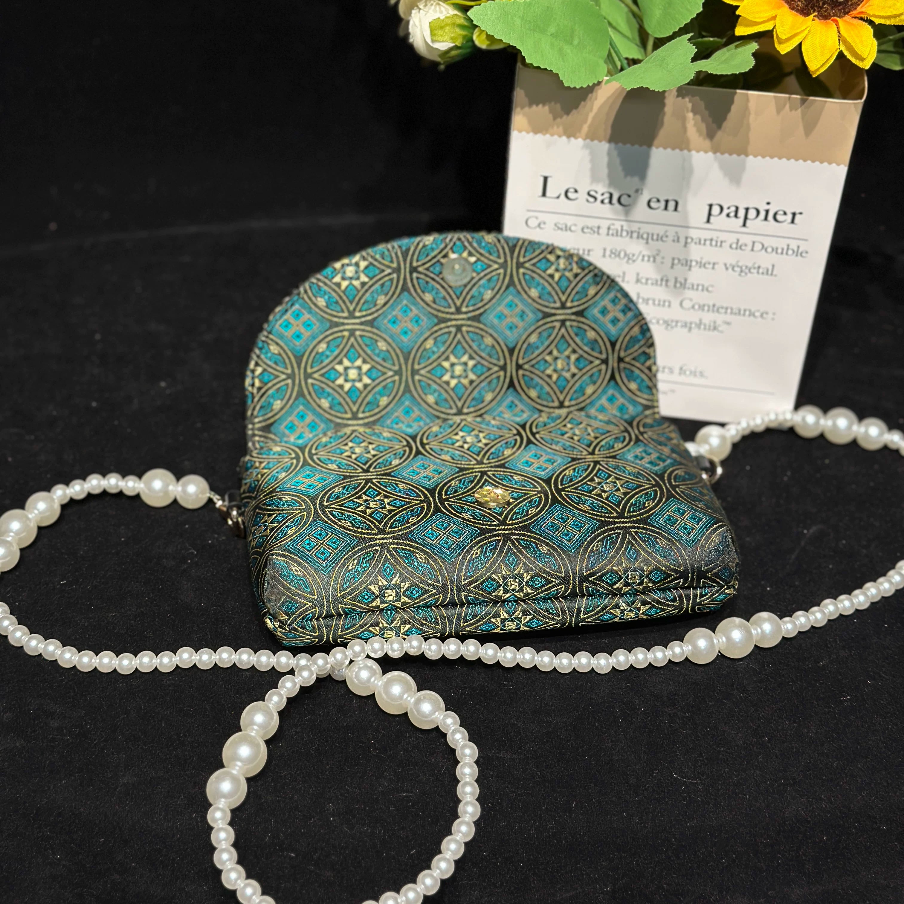 Zhuang Brocade Fabric Crossbody
