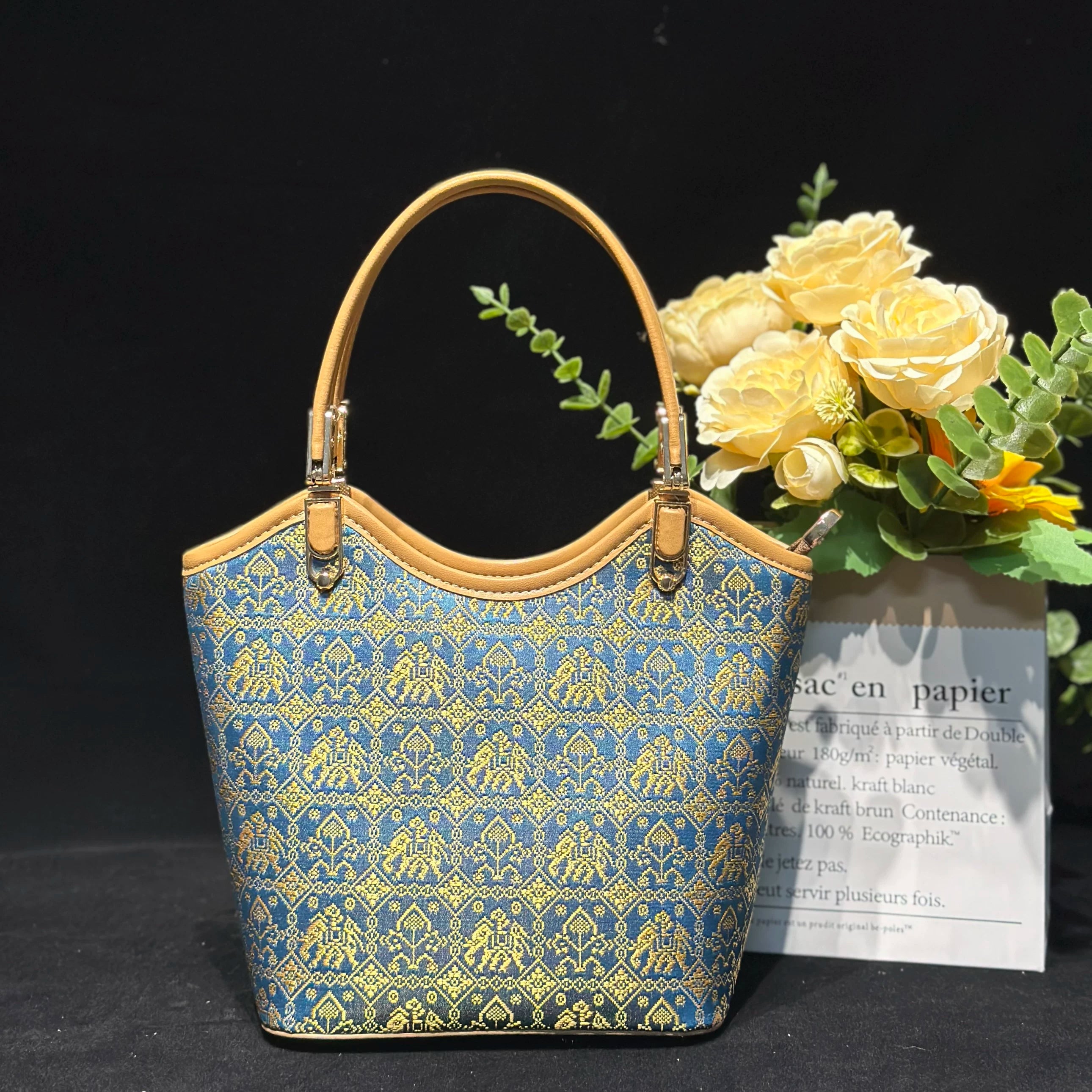 Zhuang Brocade Basket Bag