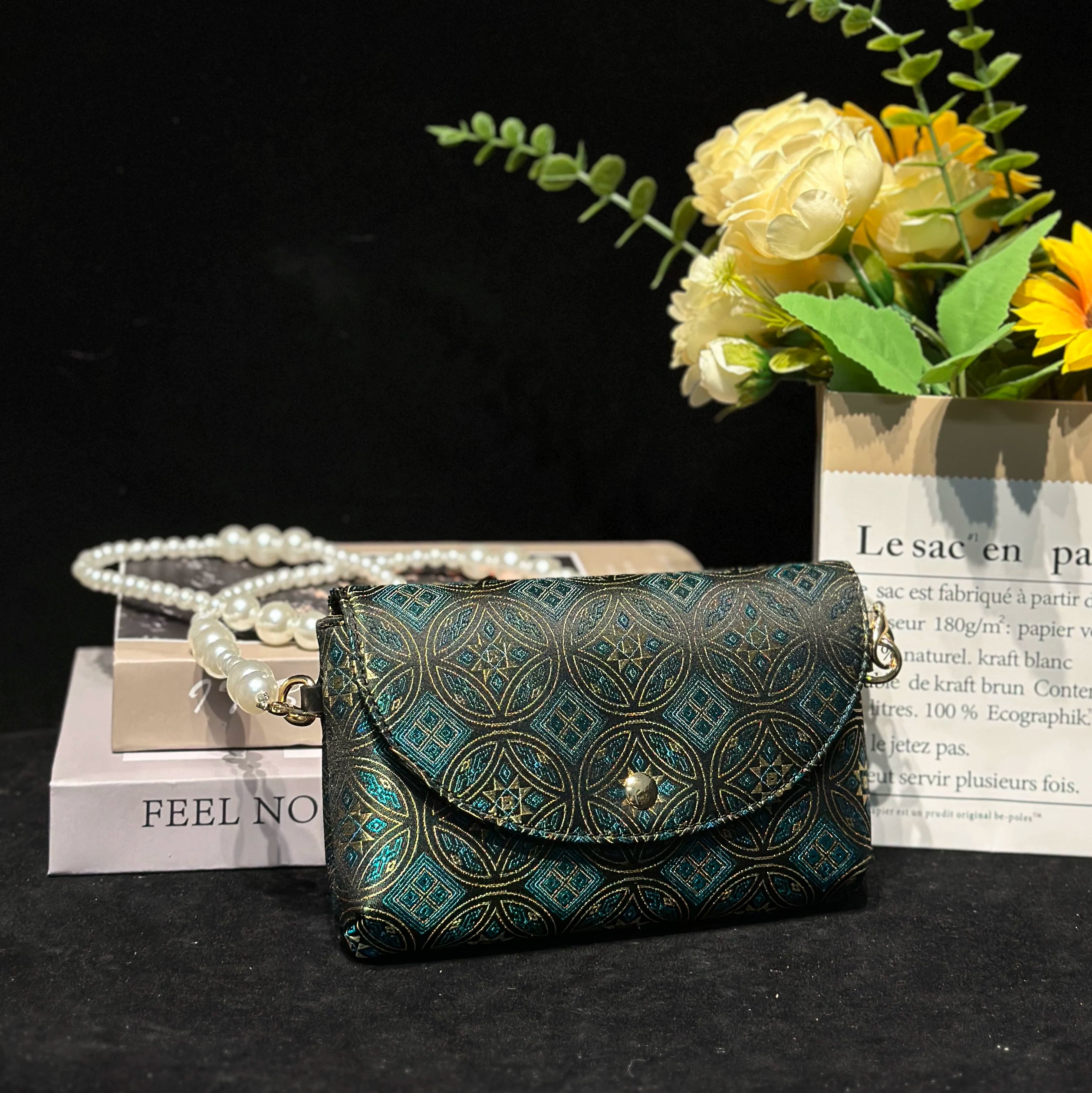 Zhuang Brocade Fabric Crossbody