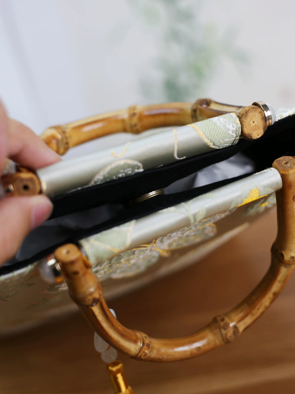 Bamboo Handle Large Tote