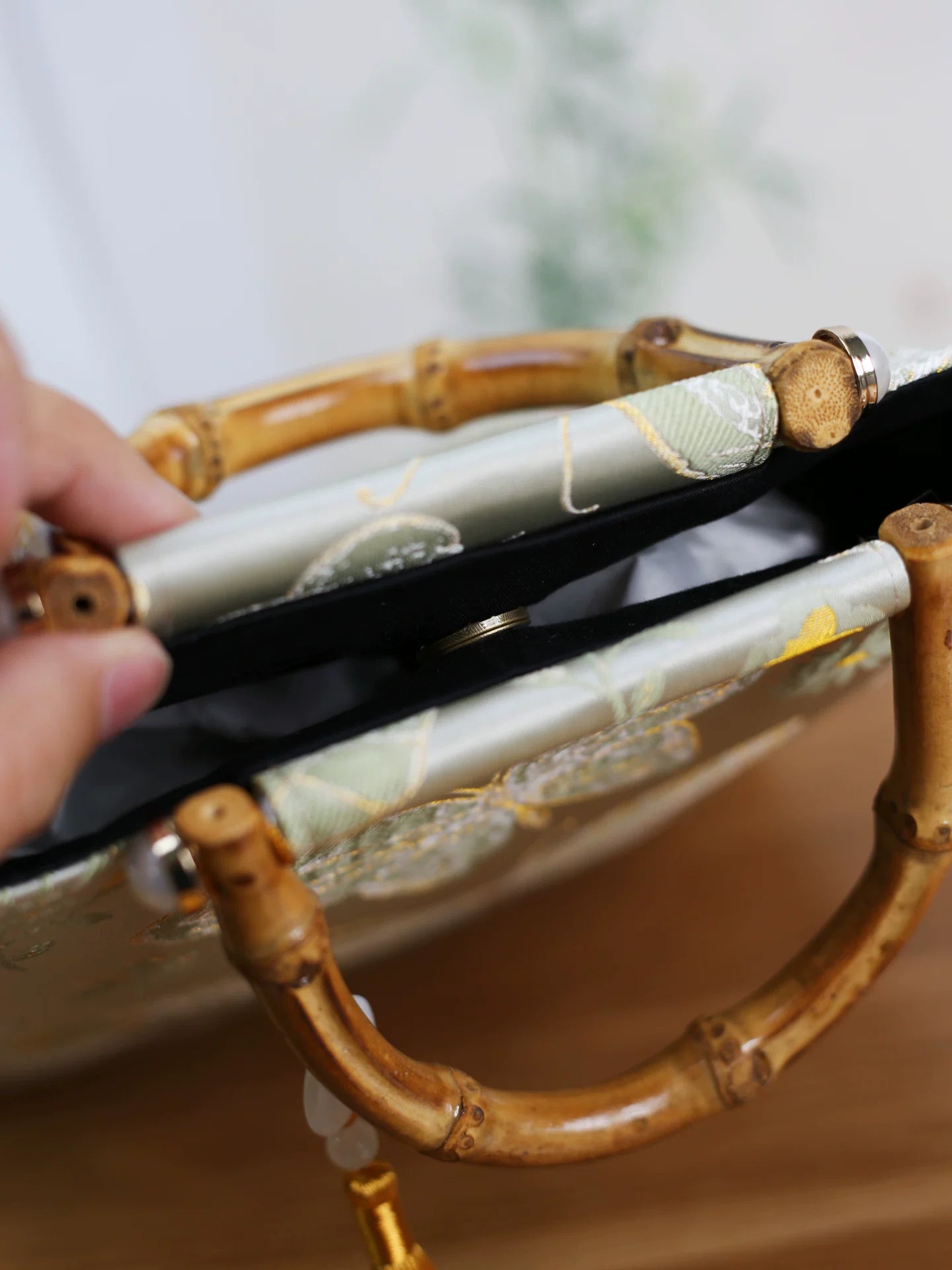 Bamboo Handle Large Tote