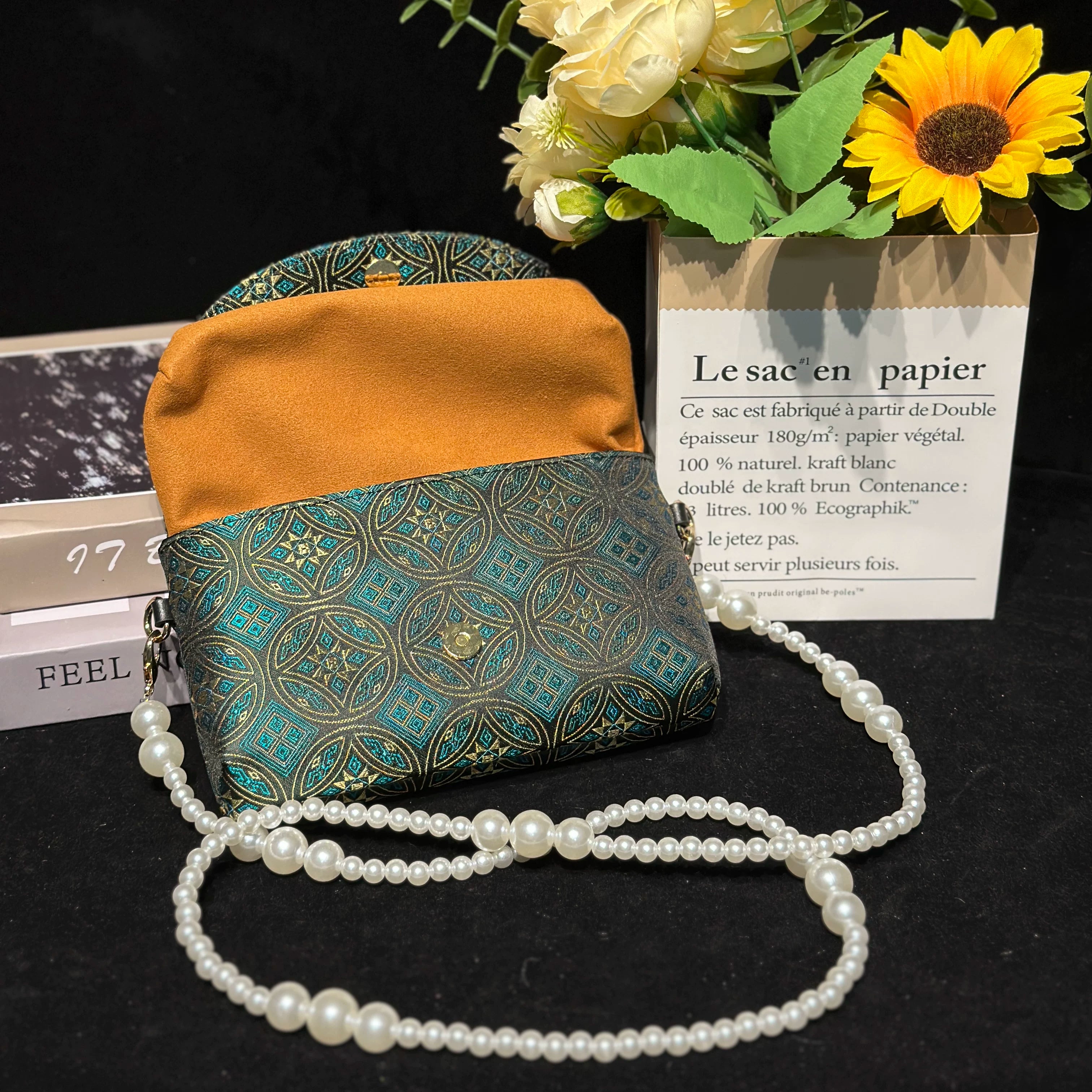 Zhuang Brocade Fabric Crossbody